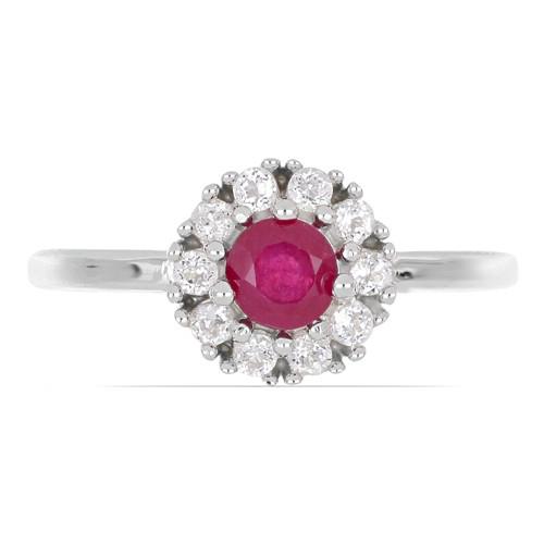 0.60 CT GLASS FILLED RUBY STERLING SILVER RINGS #VR027906